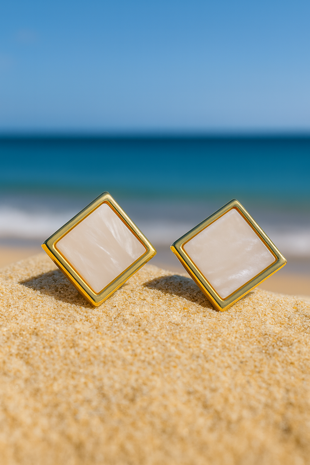 Jewello  dainty gold-plated square design anti tarnish Korean earring for women and girls.
