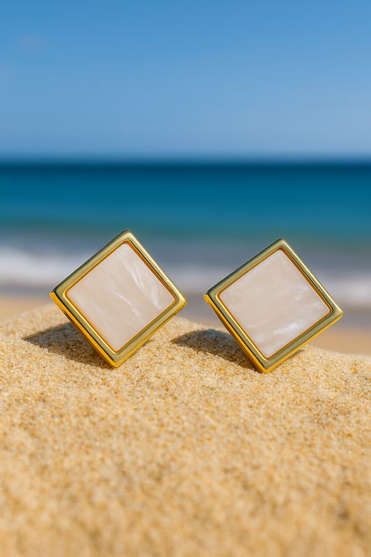 Jewello  dainty gold-plated square design anti tarnish Korean earring for women and girls.