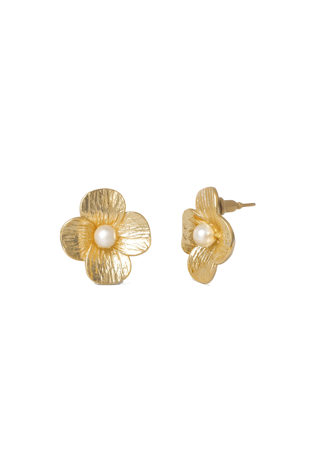 Jewello gorgeous sterling gold plated floral design and stud pearl bead anti tarnish Korean earring for women and girls.