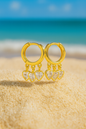 Jewello stylish gold plated with hanging charming heart design stone anti tarnish Korean earring for women and girls.