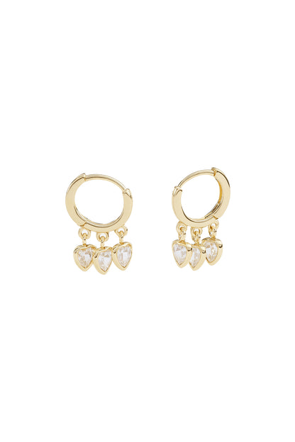 Jewello stylish gold plated with hanging charming heart design stone anti tarnish Korean earring for women and girls.