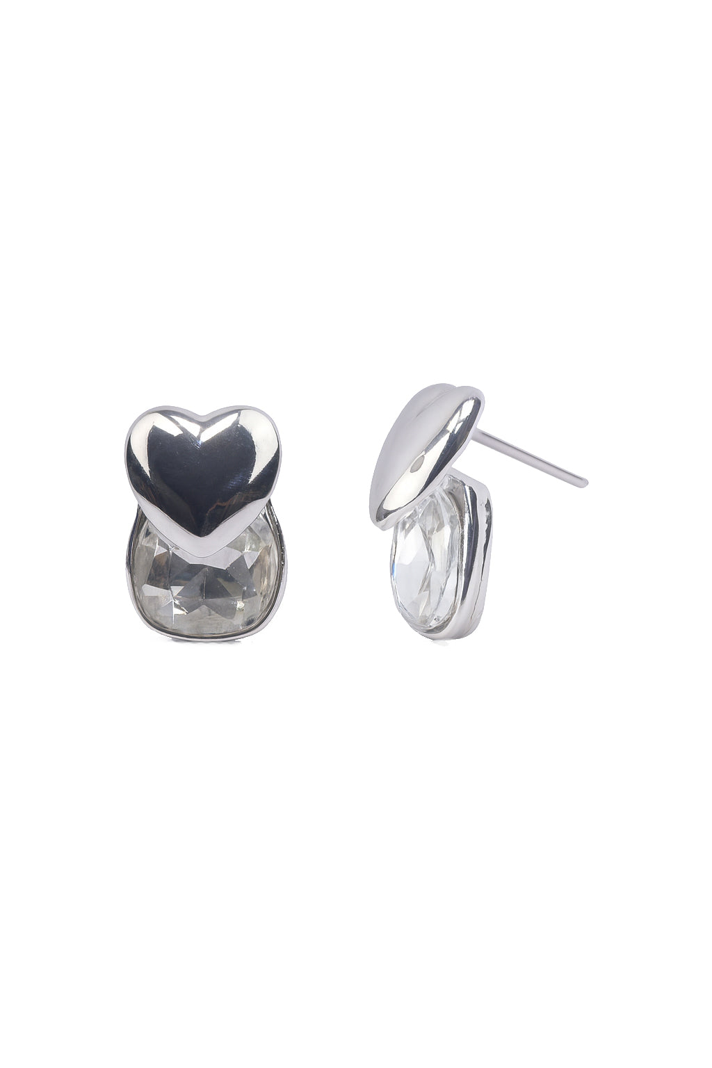 Jewello fancy gold finish classy heart with shimmering white stone stud anti tarnish Korean earring for women and girls.