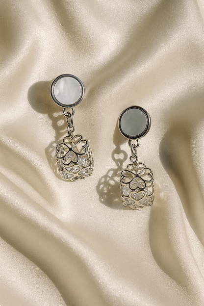 Jewello trendy sterling silver plated floral design anti tarnish dangle Korian earring for women and girls.