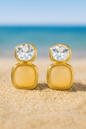 Jewello elegant gold-plated square design shimmering stone stud anti tarnish dangle Korean earring for women and girls.