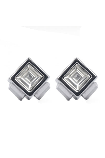 Jewello dainty fancy silver plated and shimmering stone stud anti tarnish Korean earring for women and girls.