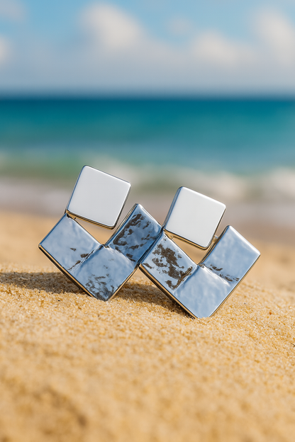 Jewello alluring silver plated square design anti tarnish Korean earring for women and girls.