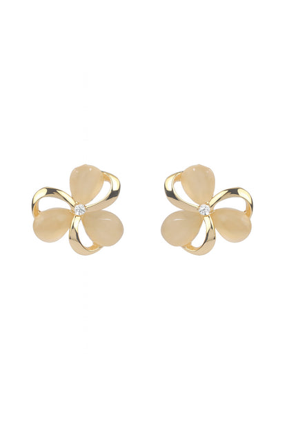 Jewello  gorgeous sterling gold plated floral design with drop stone stud anti tarnish dainty Korean earring for women and girls.