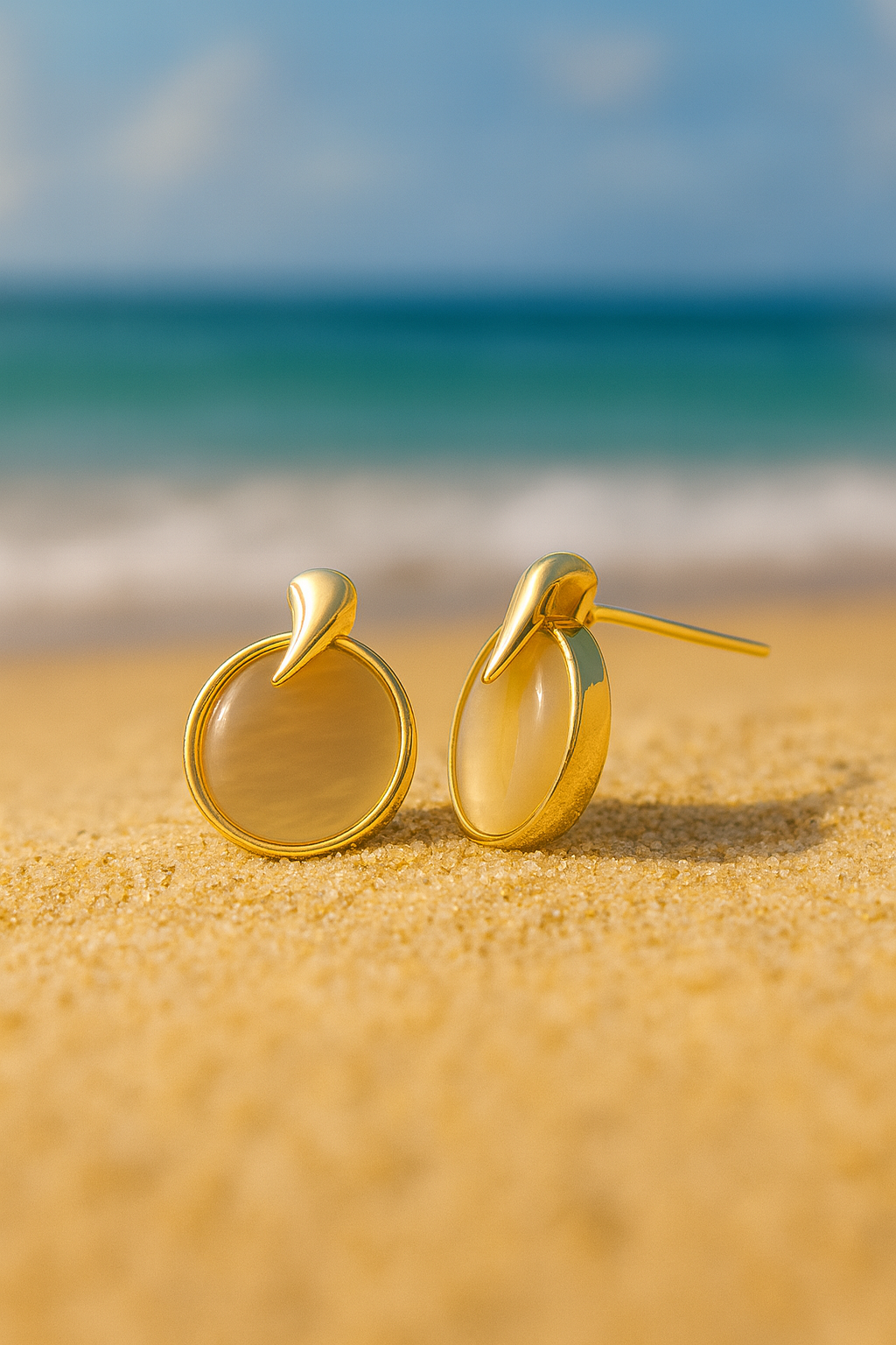 Jewello dainty delicate gold-plated circle design stone stud anti tarnish Korean earring for women and girls.