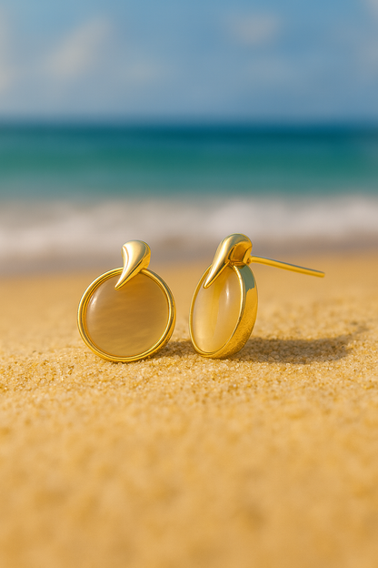 Jewello dainty delicate gold-plated circle design stone stud anti tarnish Korean earring for women and girls.