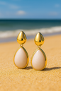 Jewellodelicate sterling gold plated tear drop design anti tarnish dangle Korean earring for women and girls.