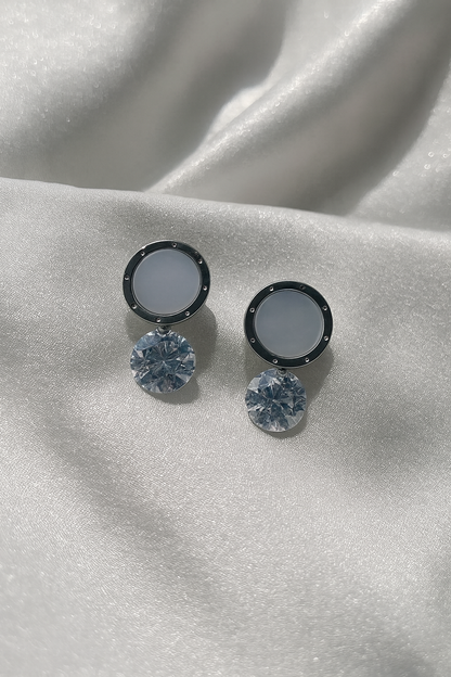 Jewello dainty silver-plated circle shaped design anti tarnish Korean earring for women and girls.