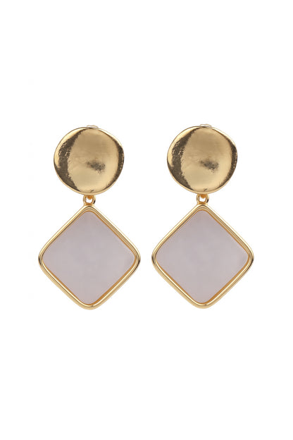 Jewello trendy fancy gold plated square shaped anti tarnish dangle Korean earring for women and girls.