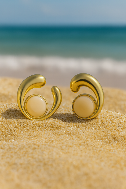 Jewello stylish gold plated half moon shaped design and light pink stone stud anti tarnish Korean earring for women and girls.
