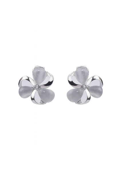 Jewello elegant silver-plated floral design anti tarnish dainty Korean earring for women and girls. Gift for her.