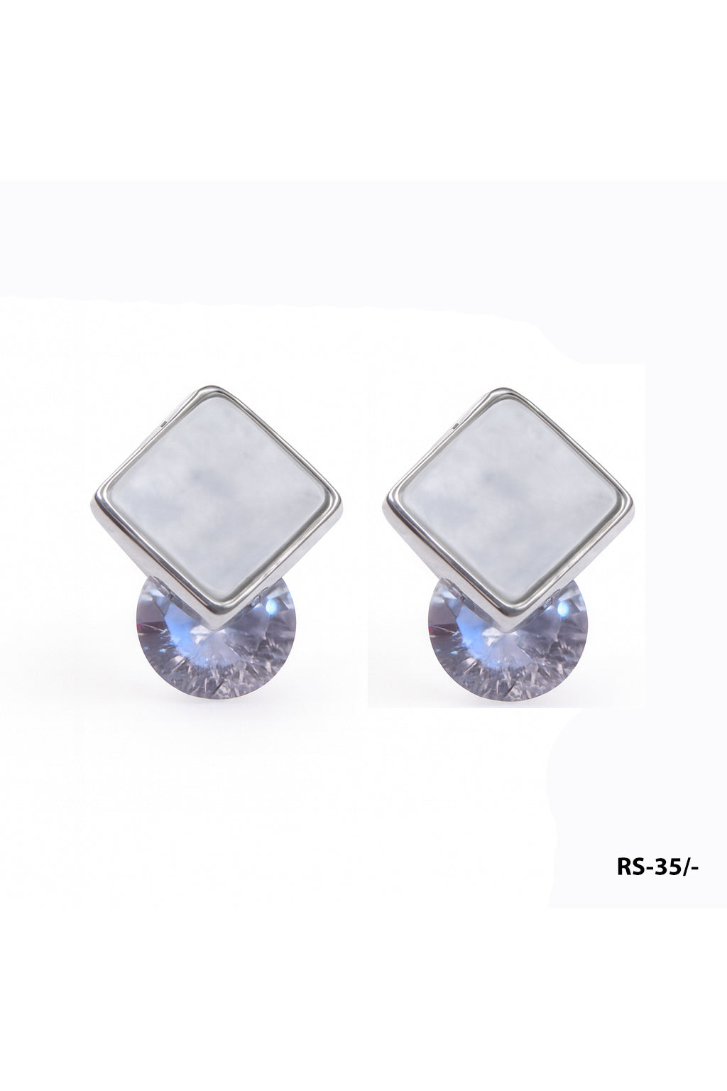 Jewello delicate silver-plated square design with shimmering stone stud anti tarnish Korean earring for women and girls.