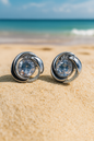 Jewello dainty fancy silver plated circle shaped design with shimmering stone stud Korean earring for women and girls. Gift for her.