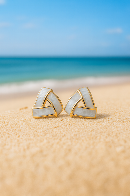 Jewello dainty elegant gold-plated triangle design anti tarnish Korean earring for women and girls.