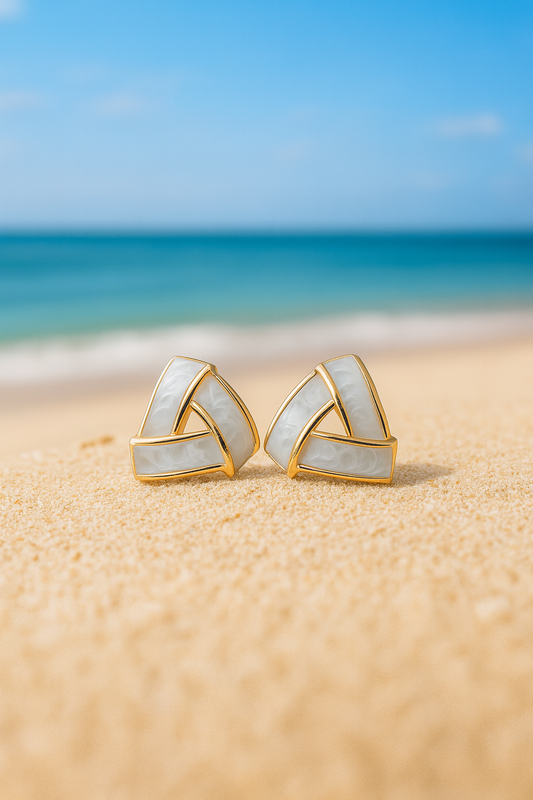 Jewello dainty elegant gold-plated triangle design anti tarnish Korean earring for women and girls.