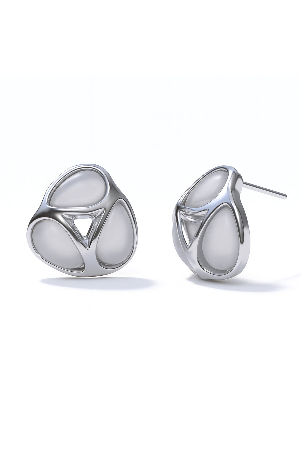 Jewello delicate fancy silver plated dainty triangle design anti tarnish Korean earring for women and girls.