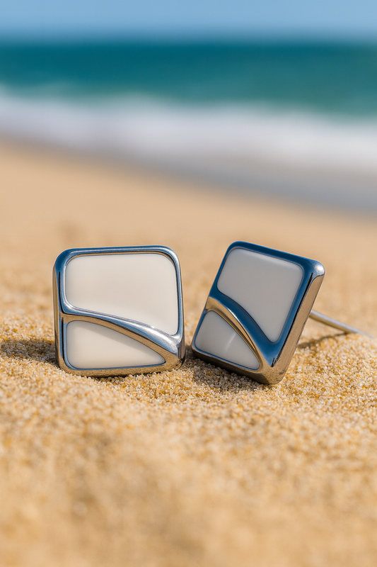 Jewello delicate silver-plated square design anti tarnish dainty Korean earring for women and girls.