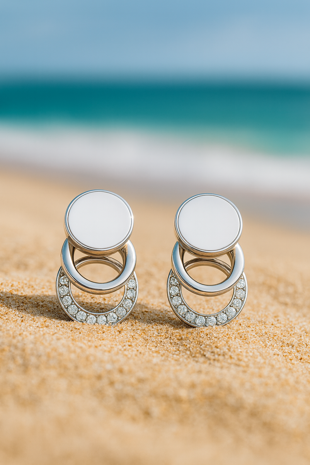 Jewello elegant silver-plated circle shape design and white diamond stud anti tarnish Korean earring for women and girls.