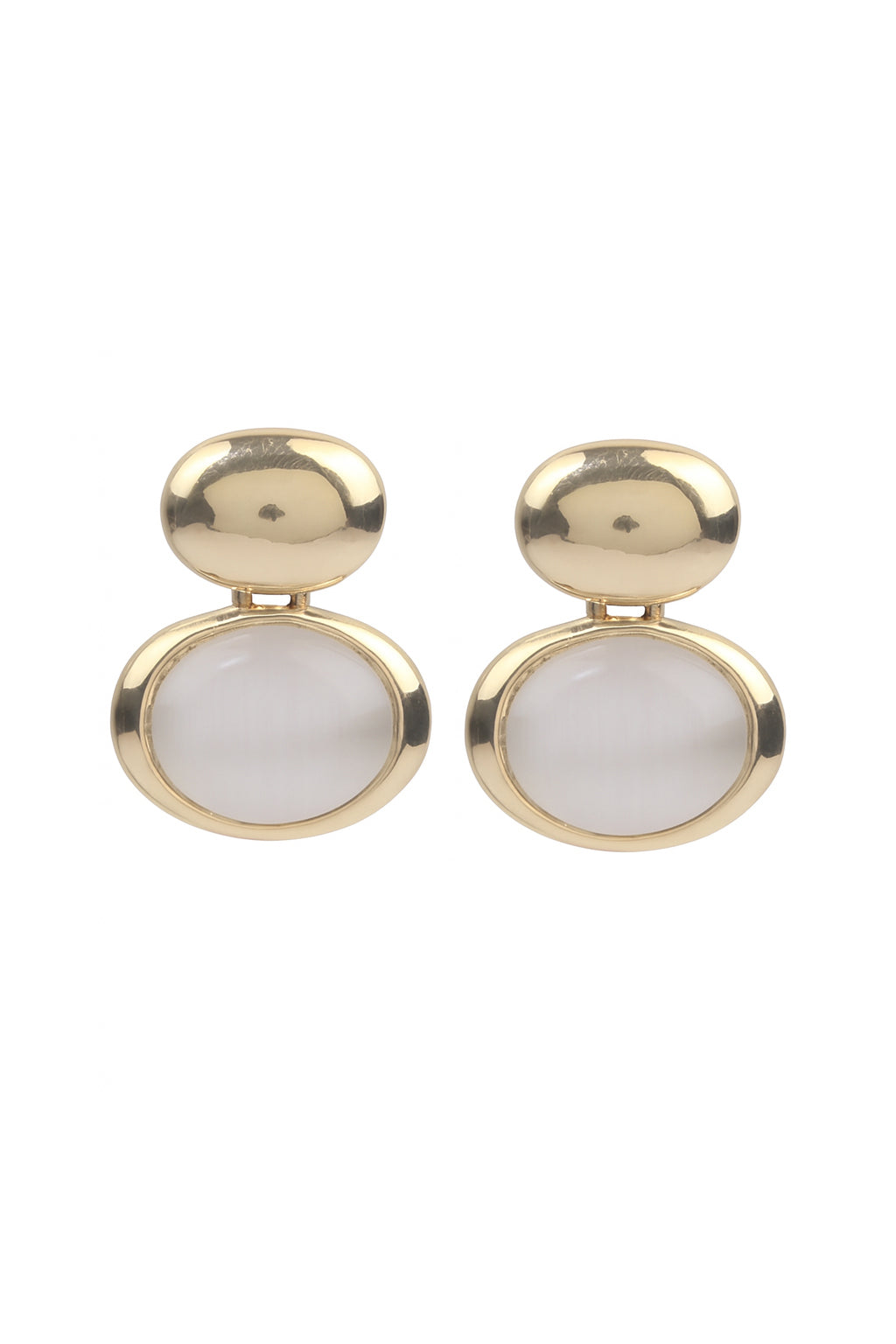 Jewello trendy gold-plated oval shape design with oval shape stone stud anti tarnish dangle Korean earring for women and girls.