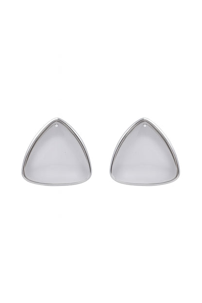 Jewello delicate silver-plated triangle design with white stone stud anti tarnish Korean earring for women and girls.