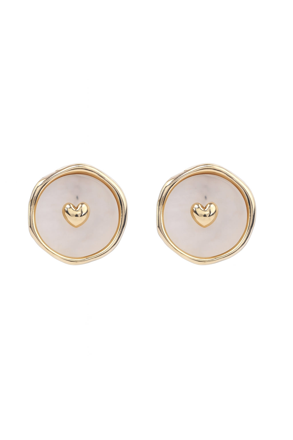 Jewello charming gold plated with heart design attached anti tarnish Korean earring for women and girls.