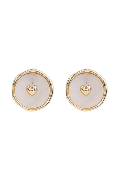 Jewello charming gold plated with heart design attached anti tarnish Korean earring for women and girls.