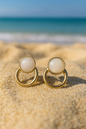 Jewello elegant gold plated and white stone stud anti tarnish dangle Korean earring for women and girls.