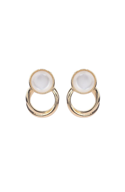Jewello elegant gold plated and white stone stud anti tarnish dangle Korean earring for women and girls.