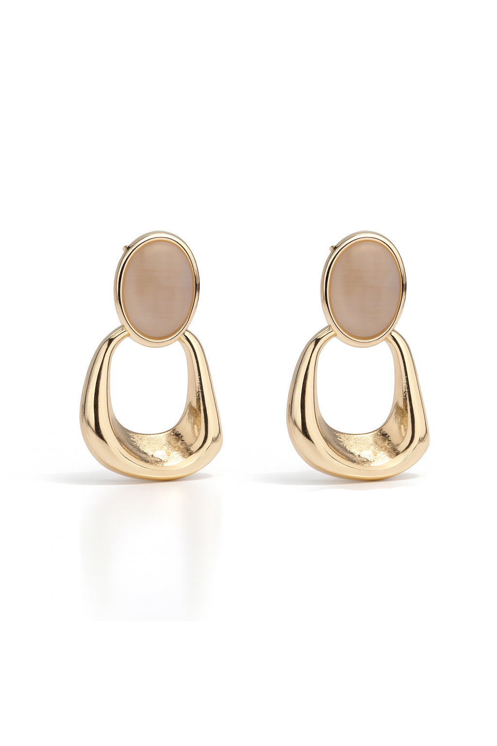 Jewello alluring gold plated oval Bali design with oval shaped stone stud anti tarnish dangle Korean earring for women and girls.