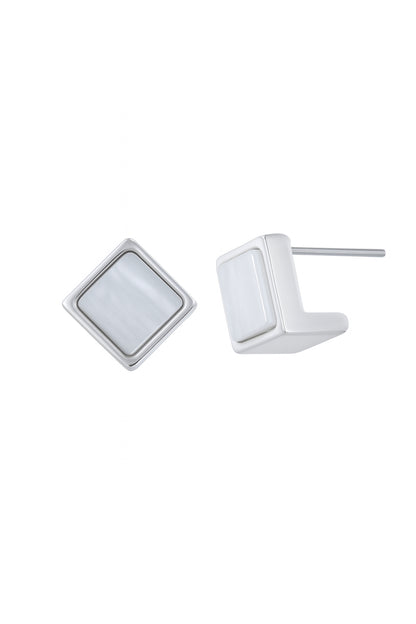 Jewello dainty fancy silver plated square design anti tarnish Korean earring for women and girls.