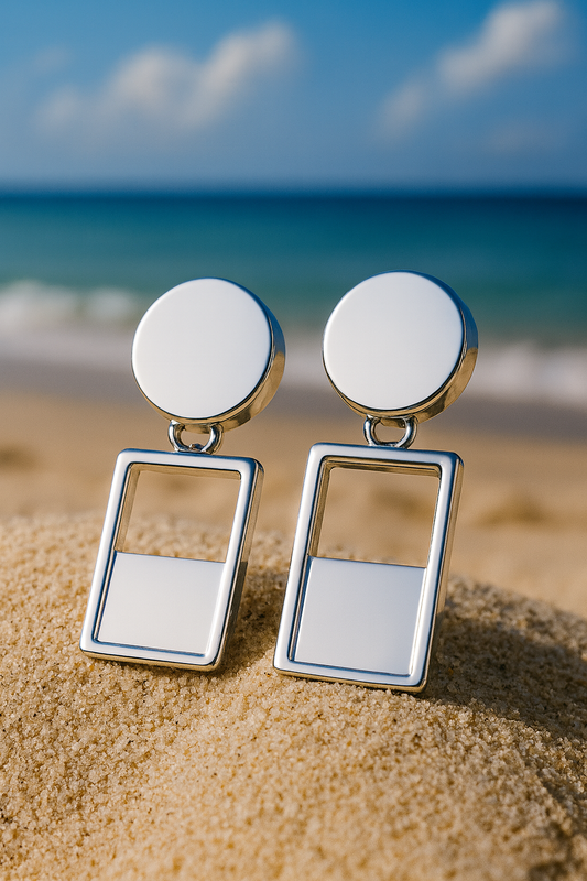 Jewello trendy silver plated multi shape design anti tarnish dangle Korean earring for women and girls.