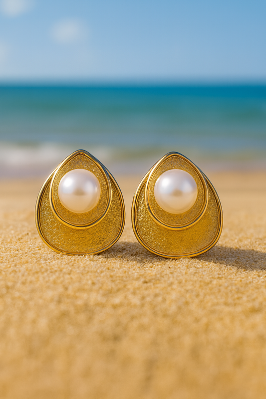 Jewello trendy gold-plated leaf design white pearl stud anti tarnish Korean earring for women and girls. Daily wear earring, party wear earring, office wear earring, gift for her.