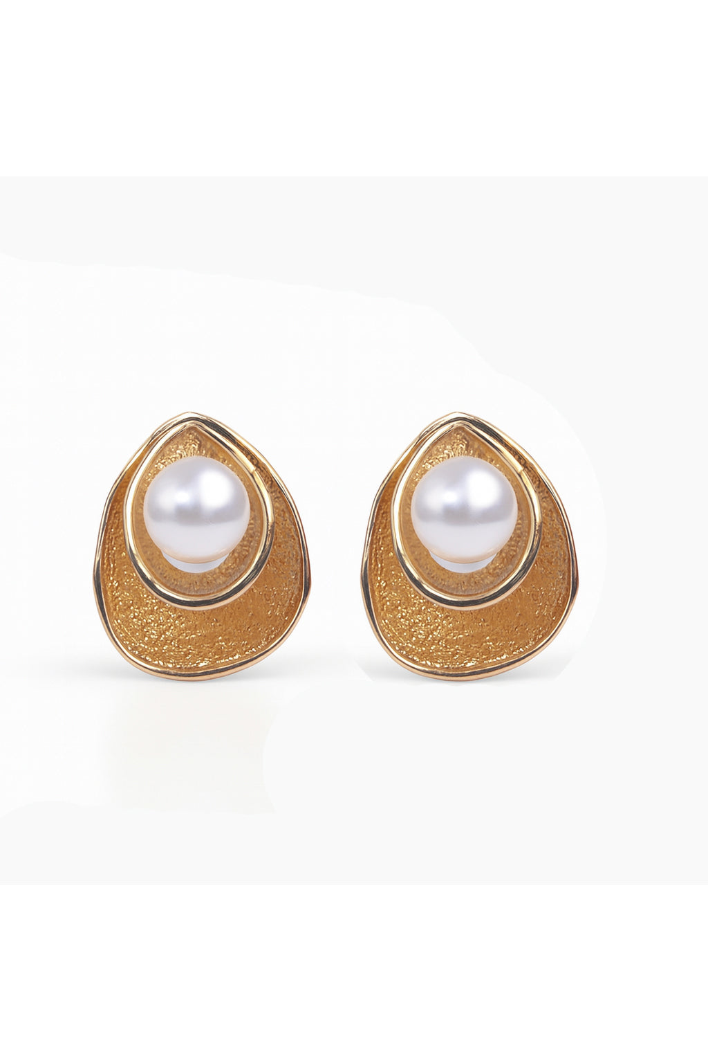 Jewello trendy gold-plated leaf design white pearl stud anti tarnish Korean earring for women and girls. Daily wear earring, party wear earring, office wear earring, gift for her.