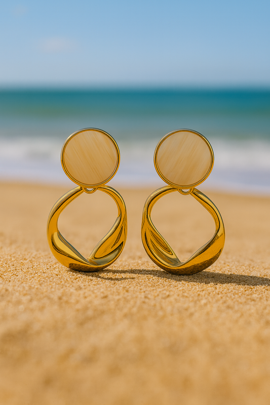 Jewello delicate gold plated and light pink stone stud dangle Korean earring for women and girls.