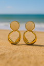 Jewello delicate gold plated and light pink stone stud dangle Korean earring for women and girls.