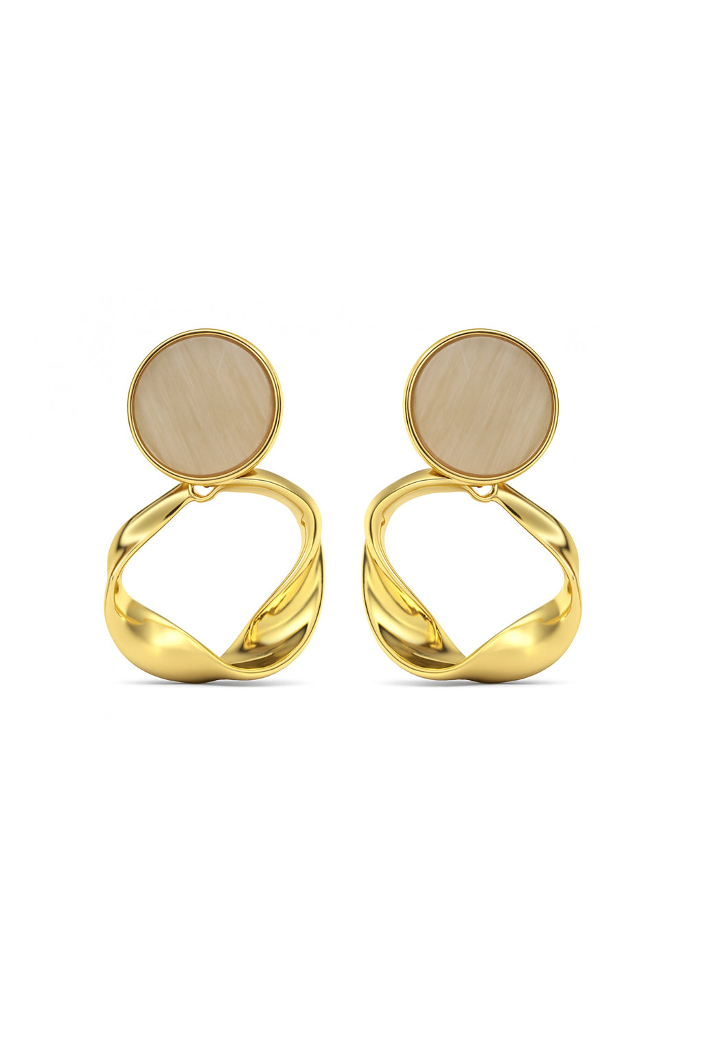 Jewello delicate gold plated and light pink stone stud dangle Korean earring for women and girls.