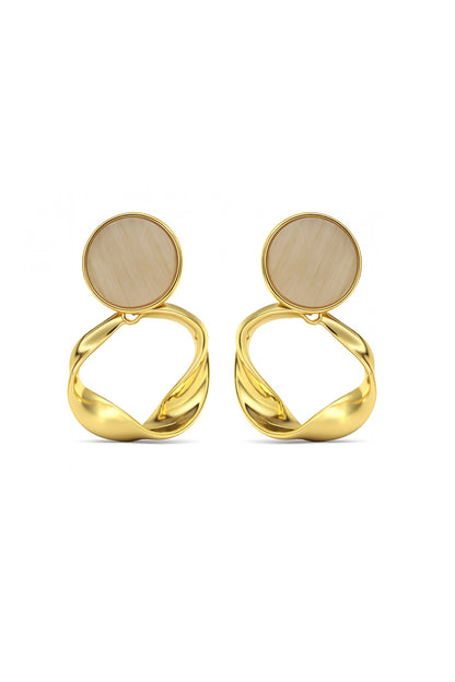 Jewello delicate gold plated and light pink stone stud dangle Korean earring for women and girls.