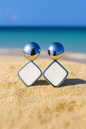 Jewello silver plated square design dangle Korean earring for women and girls.