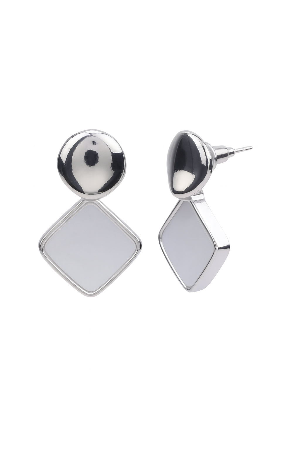 Jewello silver plated square design dangle Korean earring for women and girls.