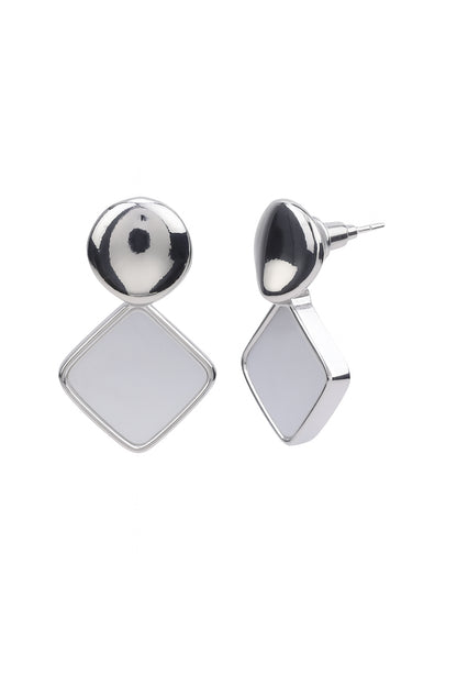 Jewello silver plated square design dangle Korean earring for women and girls.