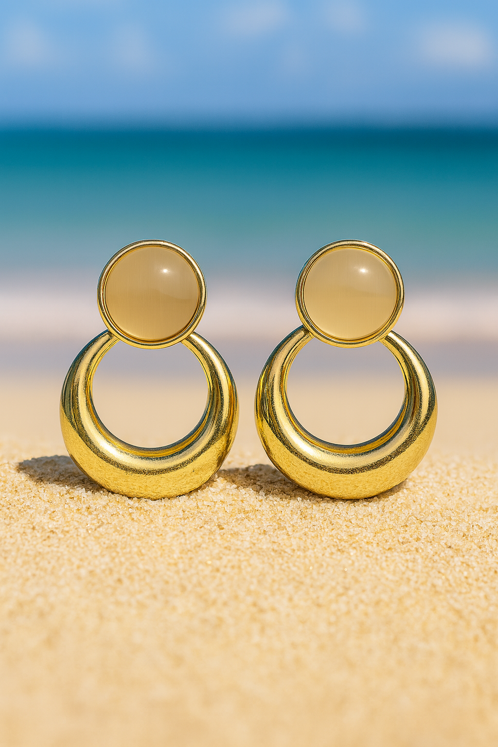 Jewello adorable gold-plated Bali design and light pink stone stud anti tarnish dangle Korean earring for women and girls.
