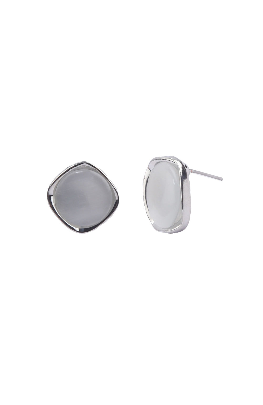 Jewello fashionable silver-plated square design white stone stud anti tarnish Korean earring for women and girls.