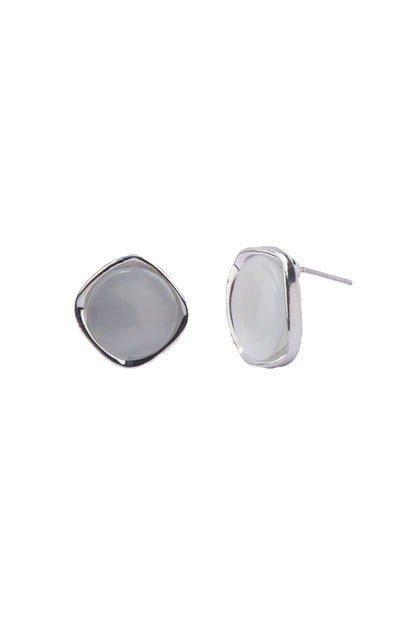 Jewello fashionable silver-plated square design white stone stud anti tarnish Korean earring for women and girls.