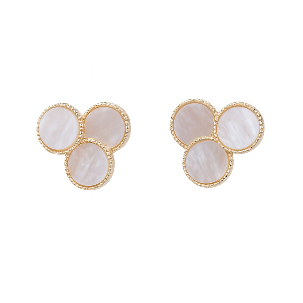 Jewello stylish gold-plated circle design with light pink stone stud dainty Korean earring for women and girls.