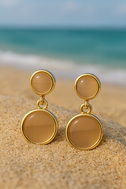 Jewello delicate gold plated and white stone stud dangle Korean earring for women and girls.