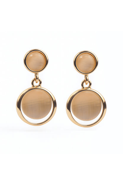 Jewello delicate gold plated and white stone stud dangle Korean earring for women and girls.