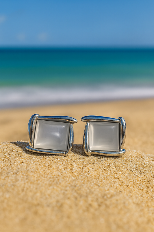 Jewello fancy silver plated square design with white stone stud anti tarnish Korean earring for women and girls.